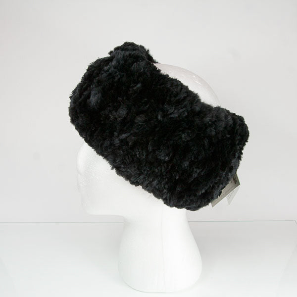 Classic black sheared beaver fur headband