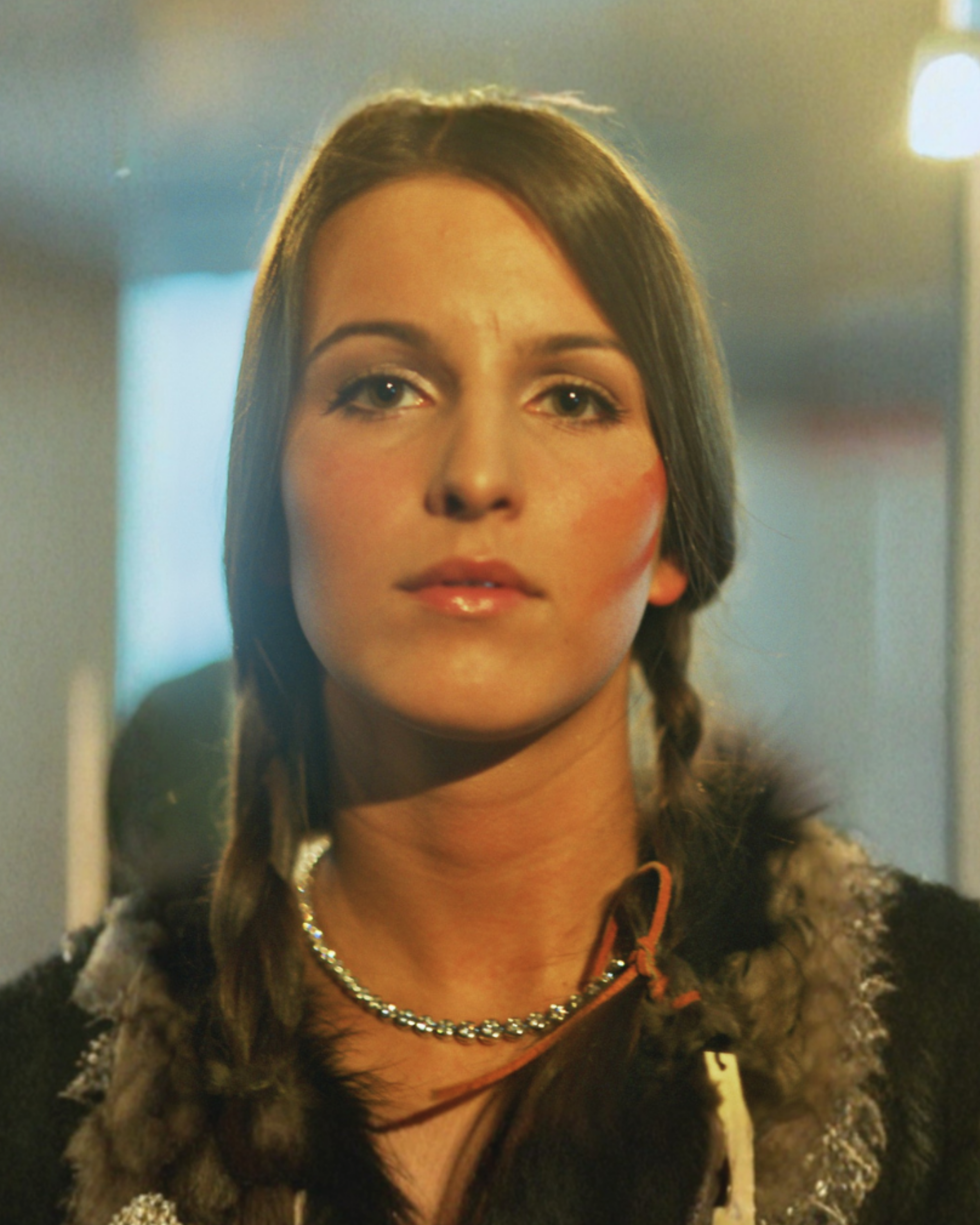 Model wearing sheared beaver fur in Canada