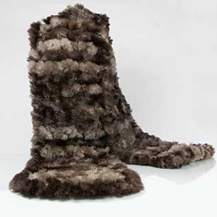 Sheared beaver brown fur scarf